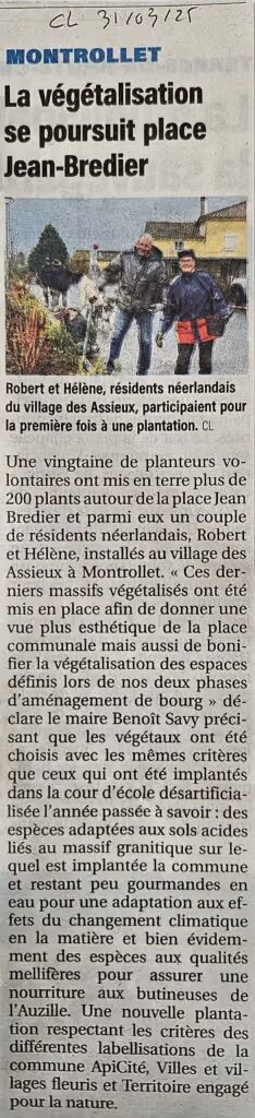 Coupure de Charente Libre du 31 mars 2025 : « La végétalisation se poursuit place Jean-Bredier »
