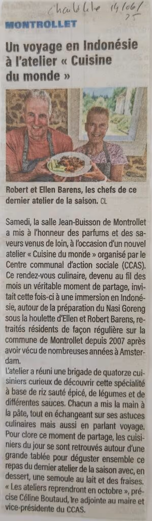 Coupure de Charente Libre du 19 juin 2025 : « Un voyage en Indonésie à l’atelier “Cuisine du monde” »